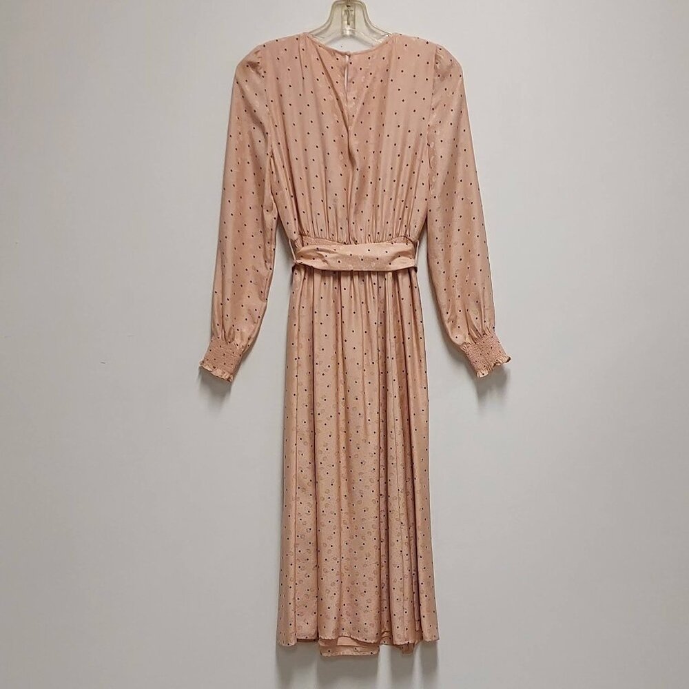 Sézane Pink Printed Silk Long-Sleeve Midi Dress Size: XS - Picture 6 of 13